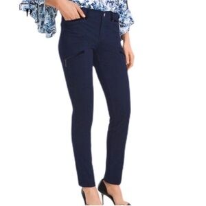 WHBM Skinny Ankle Utility Pants Cargo Pockets Cotton Officer Blue Size 6